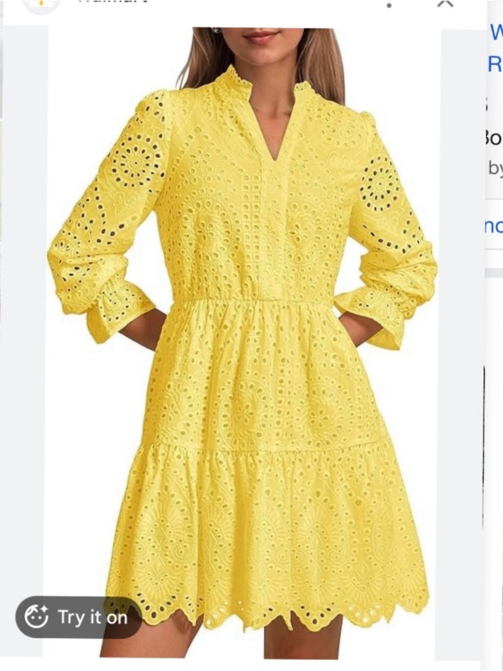 New Women Small PRETTYGARDEN eyelet mini dress features long puff sleeves